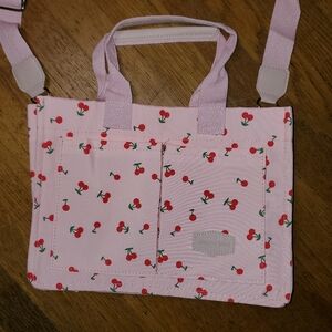 Nylon Tote with Cherries in Pink
